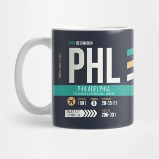 Philadelphia (PHL) Airport Code Baggage Tag Mug